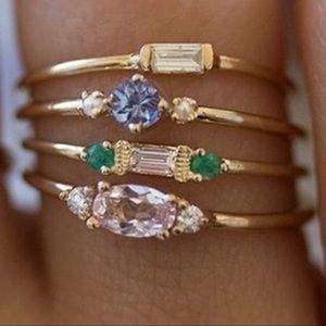 Stackable Rings, Jeweled, Size 7.